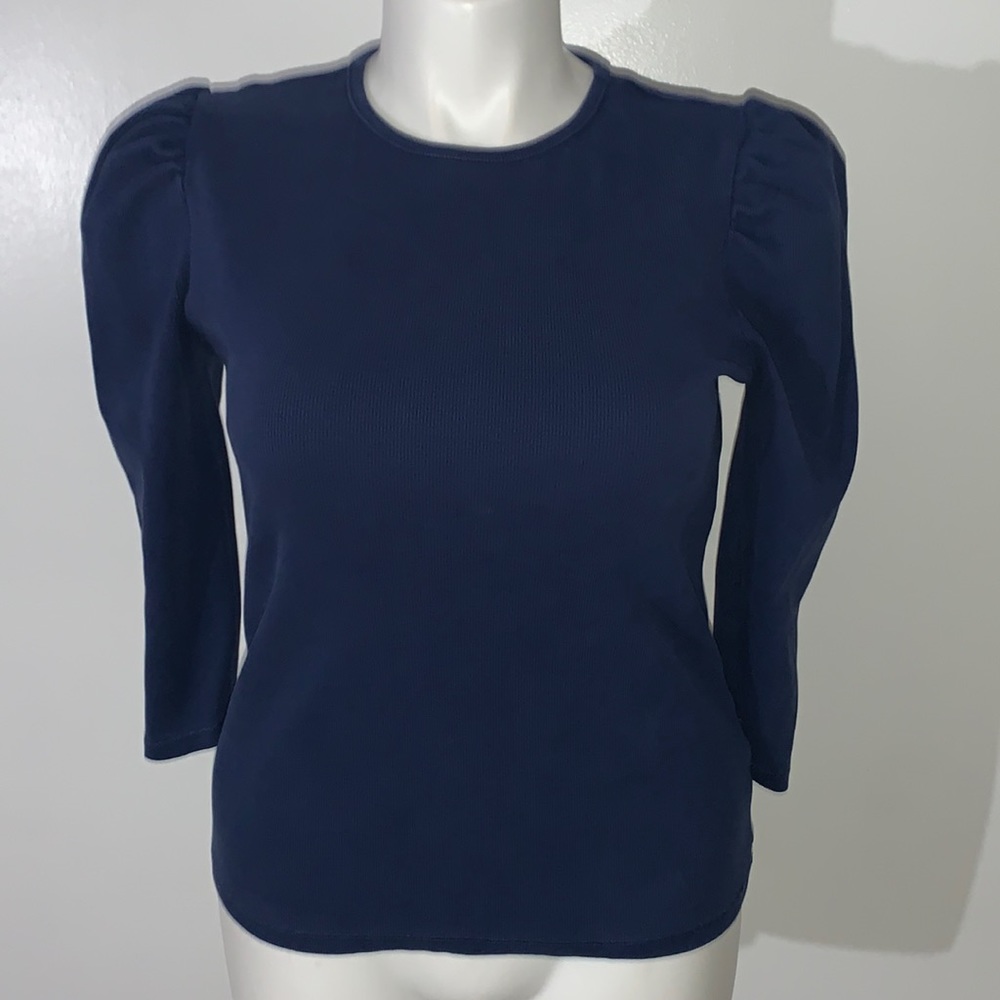 The Drop Blue Puff Sleeve Knit Top